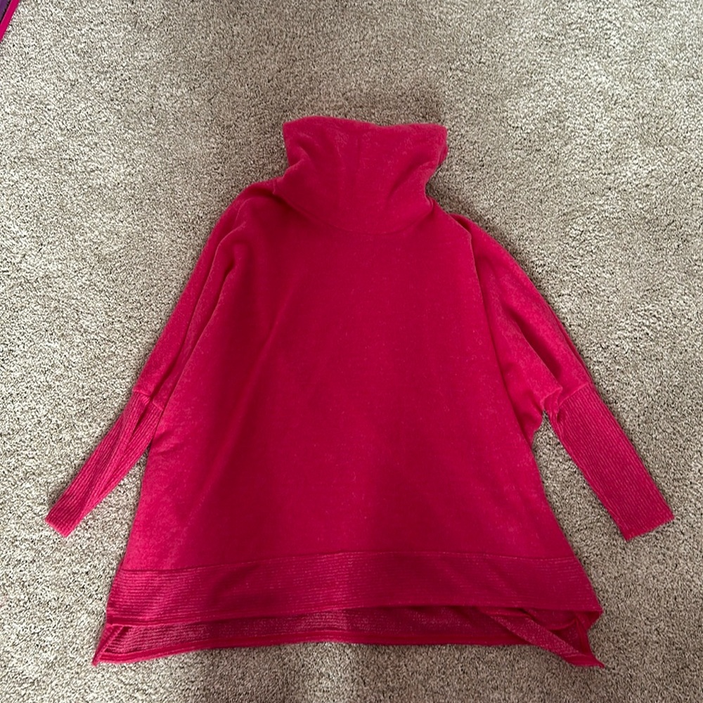 Shop impressions hot pink turtleneck tunic medium